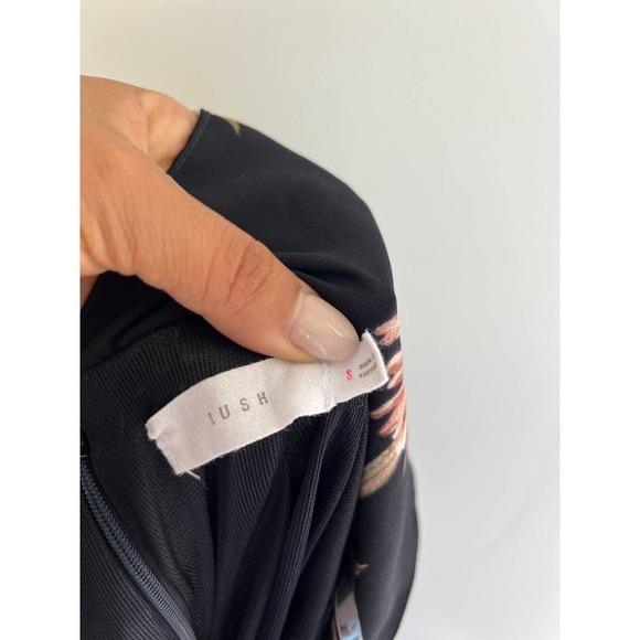 LUSH Floral Surplice Maxi Dress Side Slit Open Back Deep V Neck  S - Picture 4 of 9